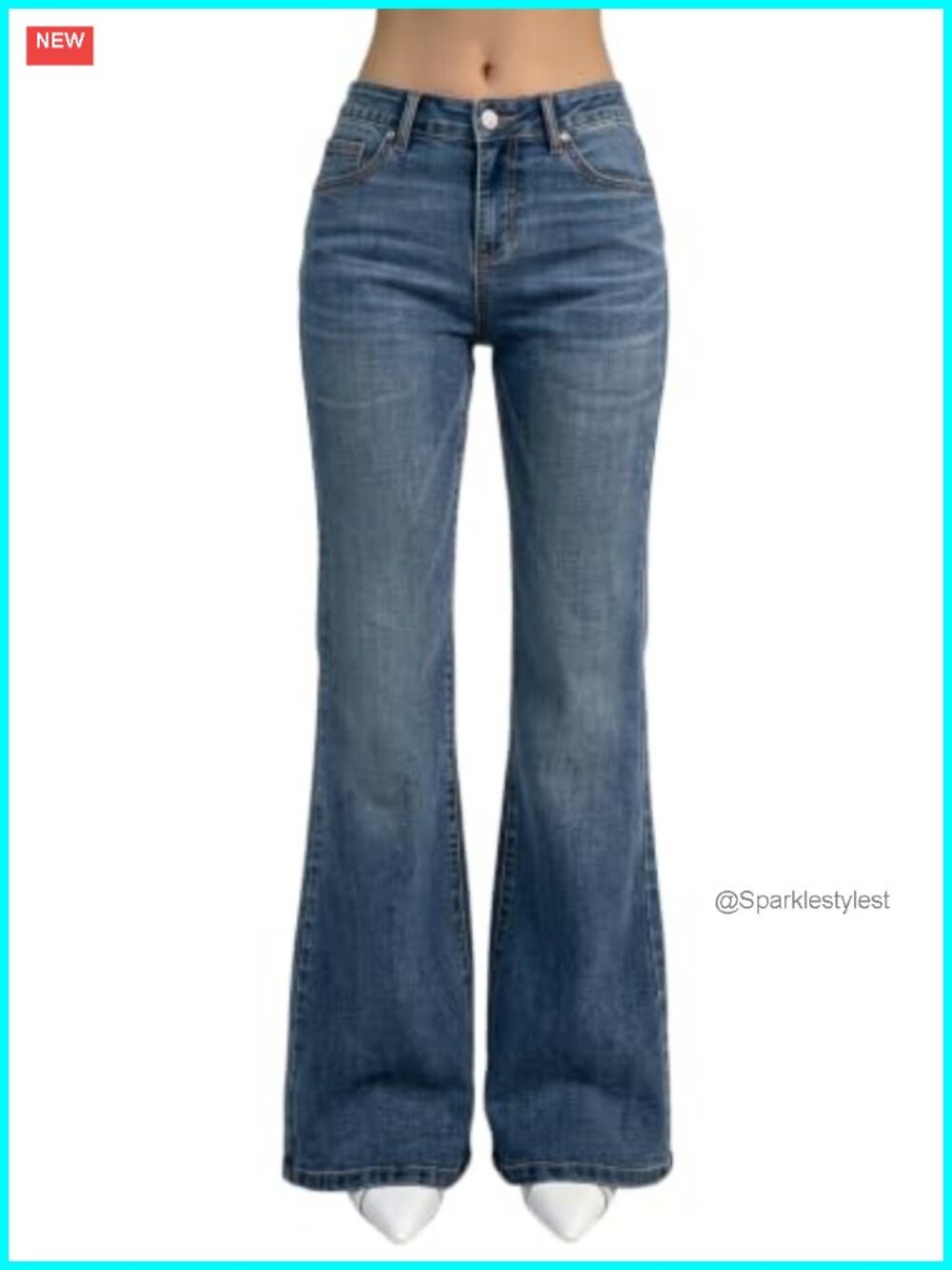 Women's Flare Bell Bottom Jeans Wide Leg Stretchy Denim Pants